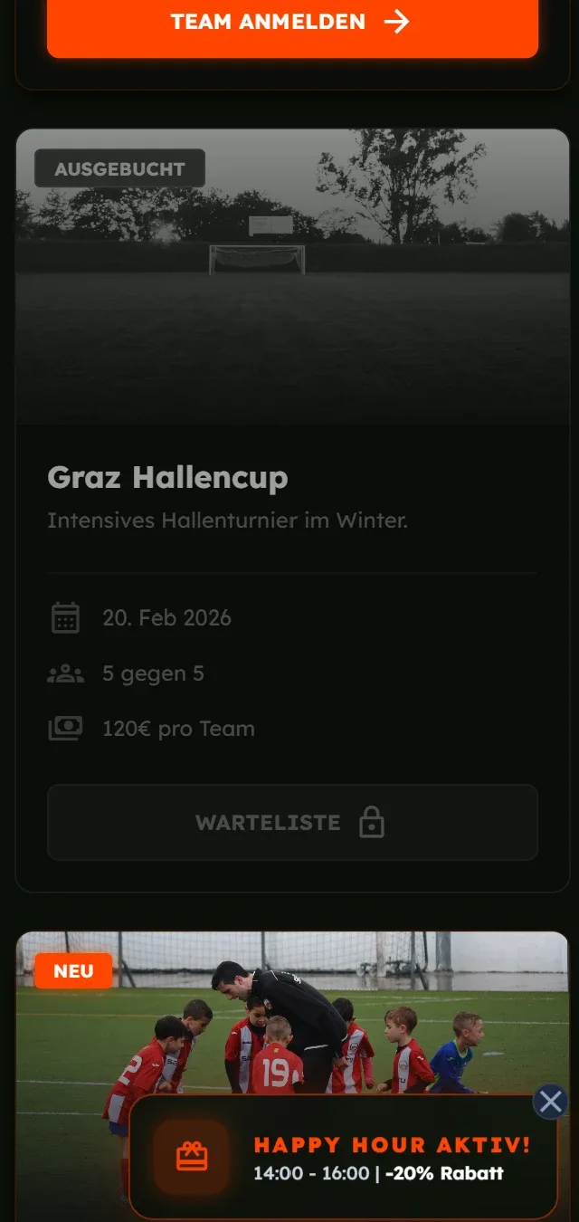 Turniere mit Team-Anmeldung und Warteliste
