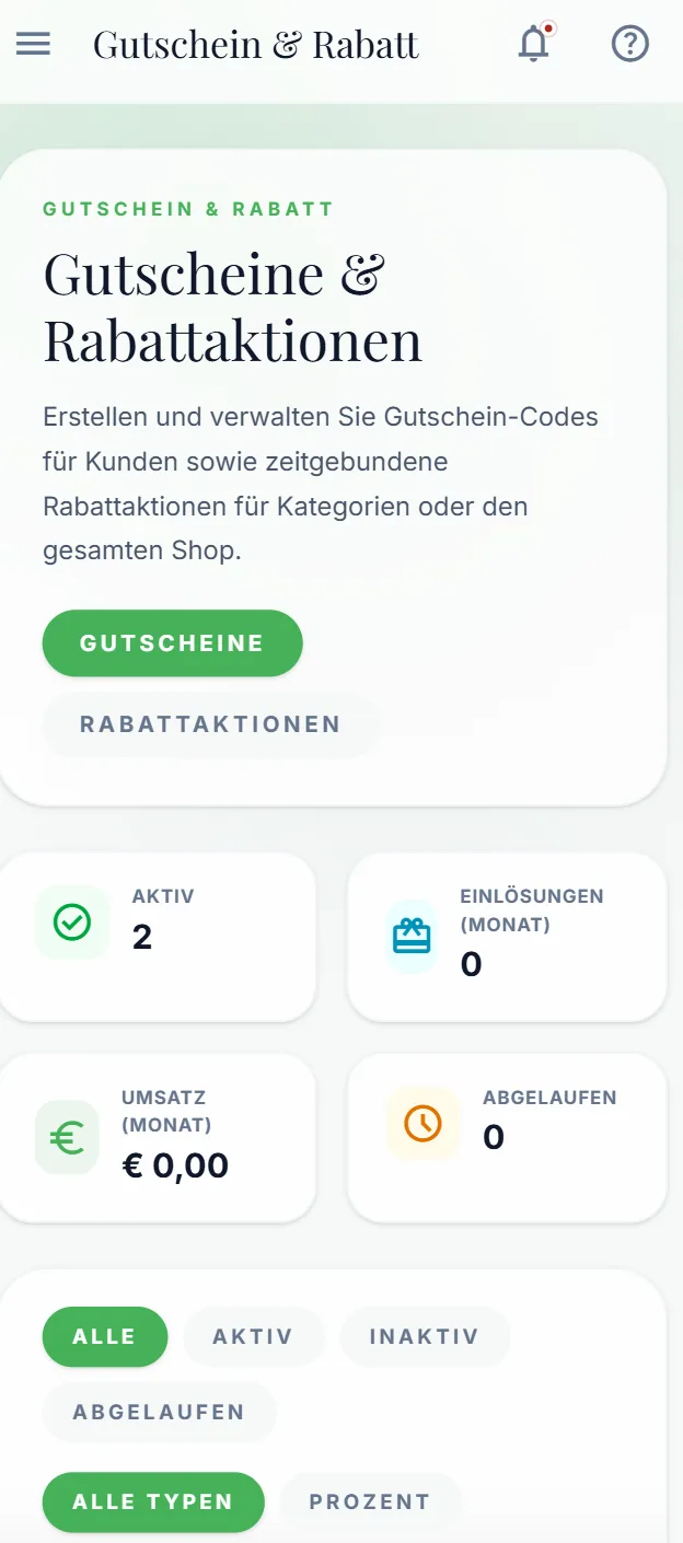 Gutscheine und Rabattaktionen mit Kennzahlen